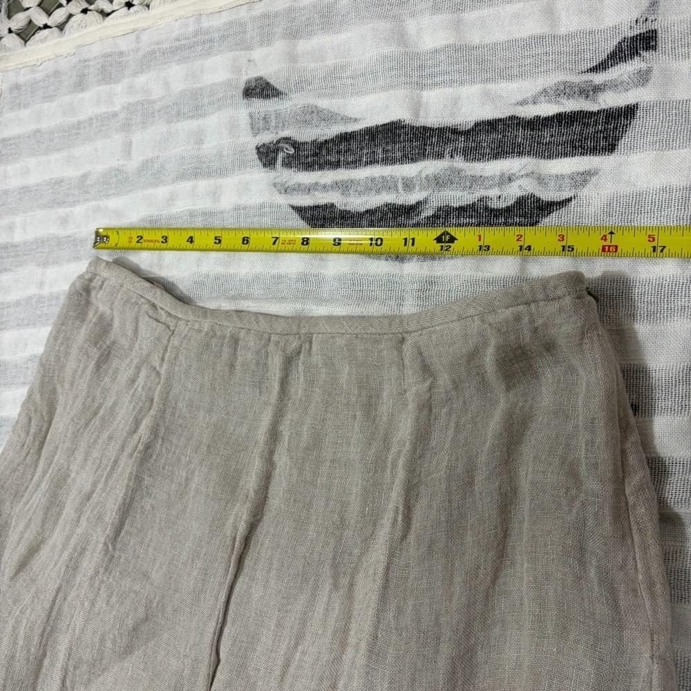 EILEEN FISHER 100% LINEN SEAMED SKIRT IN CLOVE 15” WAIST CASUAL COASTAL MINIMAL - Picture 7 of 9